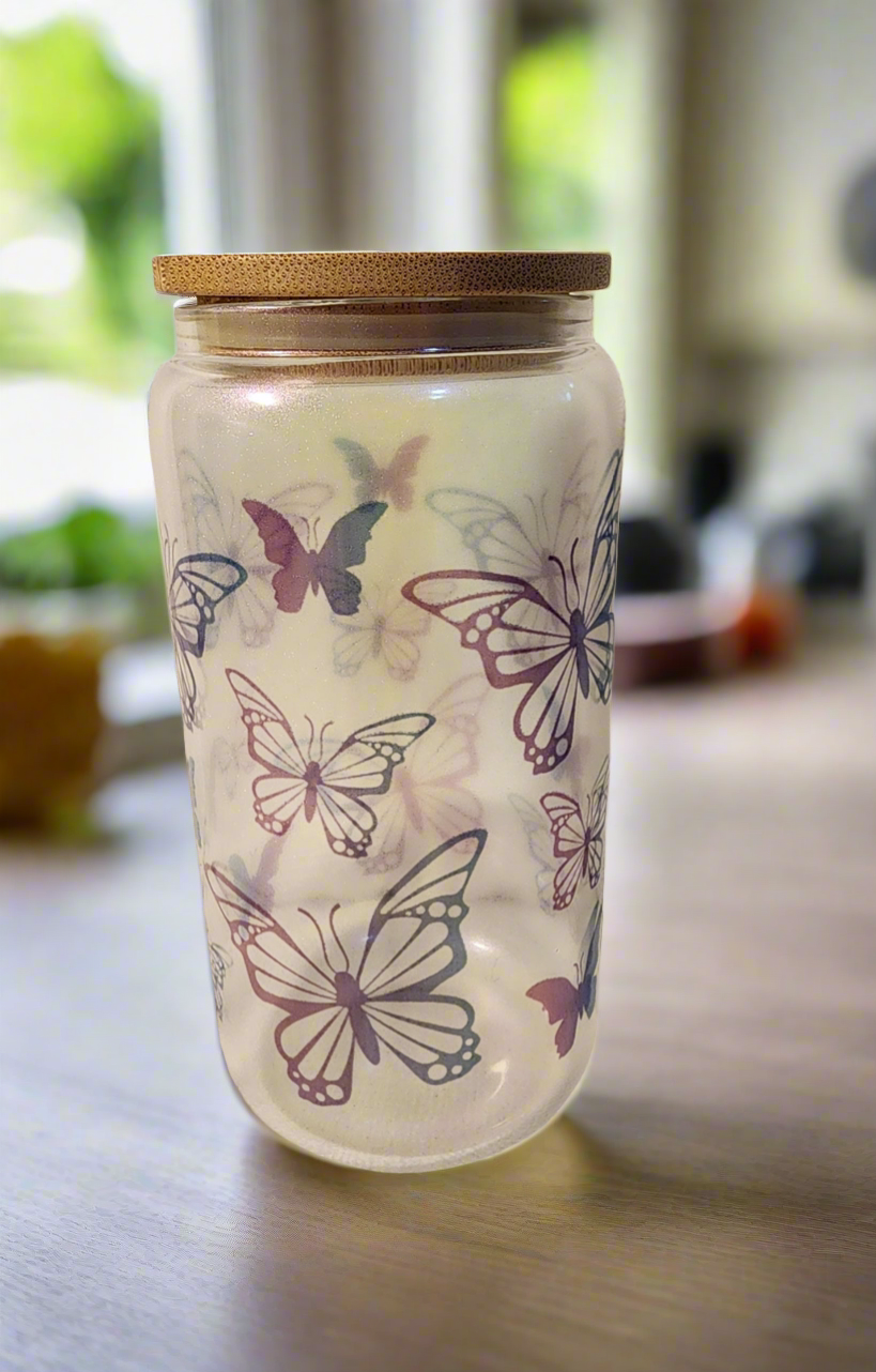 Butterfly glass can